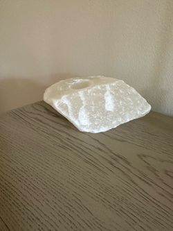 Raw White Selenite Crystal Candle Holder Natural Ice Alabaster Rock Tea Light