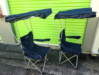 Folding Camping Chairs with Canopy – Set of 2