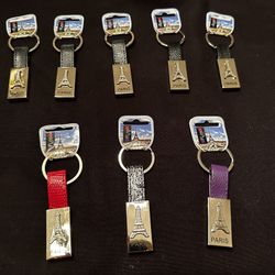 Paris Eiffel Tower keychain, leather band $4 each or 5 for $18