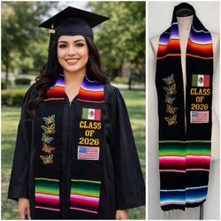 Class of 2026 Graduation Commencement Mexican Zarape Stole Estola