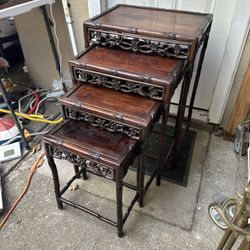Set of 4 Chinese Rosewood Nesting Tables Republic Period 1920s