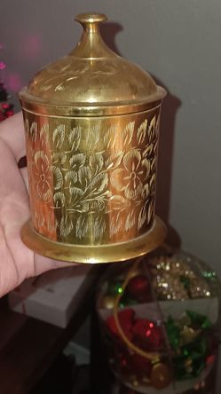 Solid Brass Canter With Lid And Mini Brass Grinder