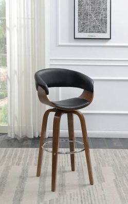 Modern Black Leatherette Bar Stool with Walnut Wood $175 Each! SALE!