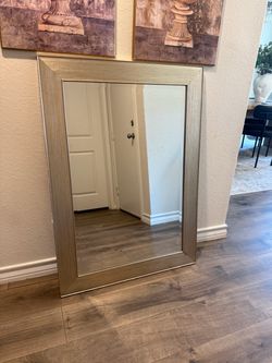 Wall Mirror with Silver Brushed Frame