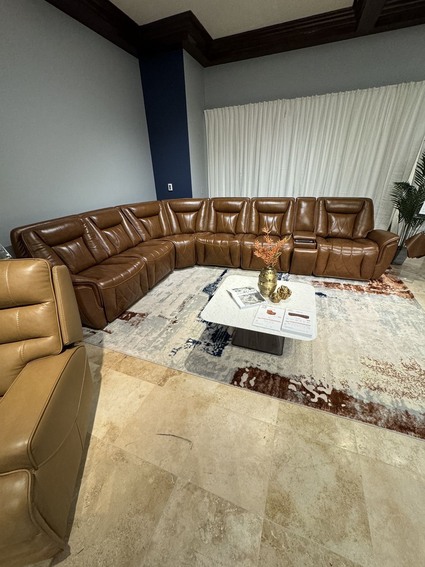 Leather Fabric Sofa Sectional Reclining