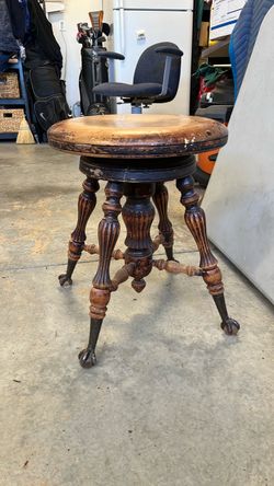 Round Wooden Piano Stool antique