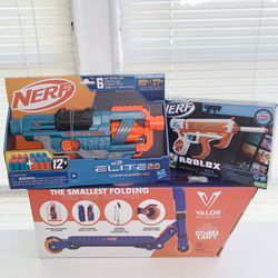 Valor Kick Scooter Foldable Scooter, Nerf robolox & Nerf Elite 2.0 Commander Dart Blaster Boy Toy Gift