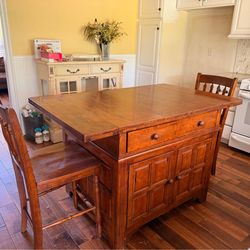 24-HOUR SALE – Solid Wood Kitchen Island / Table + 2 Chairs