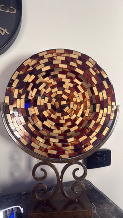 Mosaic Glass Decorative Bowl with Stand