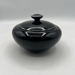 Vintage Gemini Fine China Japan Black Platinum Silver Sugar Bowl With Lid 3515