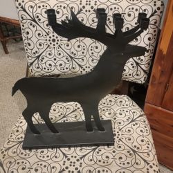 Metal Welded Reindeer Sheet Metal Art Standing Candle Holder