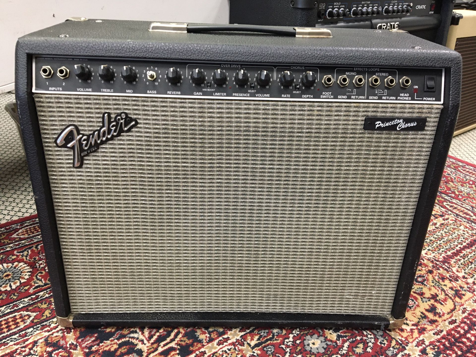 Vintage Fender Princeton Chorus Electric Guitar Amplifier Amp with Pedal