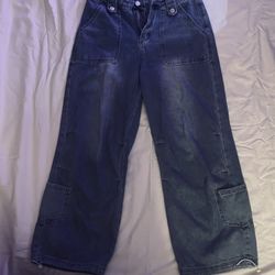 DAZY Baggy Jeans – Size Medium (29”) – Drawstring Hem – Light Blue 