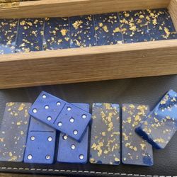 Gold leaf, lazurite, diamond domino set