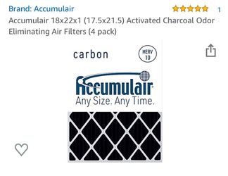 Four pack of 18 x 22 x 1 inch activated charcoal air filters