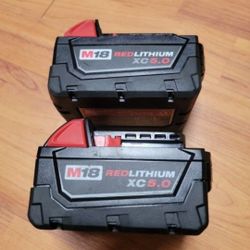 2...MILWAUKEE 18V 5AH BATTERYS  GOOD CONDITION