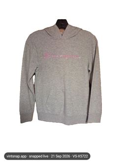 Champion Gray Pullover Hoodie with Pink Logo