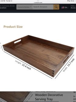 22 x 14 Inches Large Rectangle Black Walnut Wood Ottoman Tray BRAND NEW