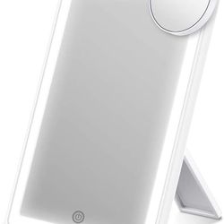 Makeup Vanity Mirror W Lights, 72-LED Halo Lighting, Detachable 10× Magnification Mirror, Tricolor Dimmer Light Beauty