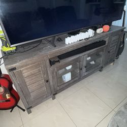 Rustic Gray TV Stand – 72”L x 17”W – Excellent Storage & Modern Farmhouse Look ✨