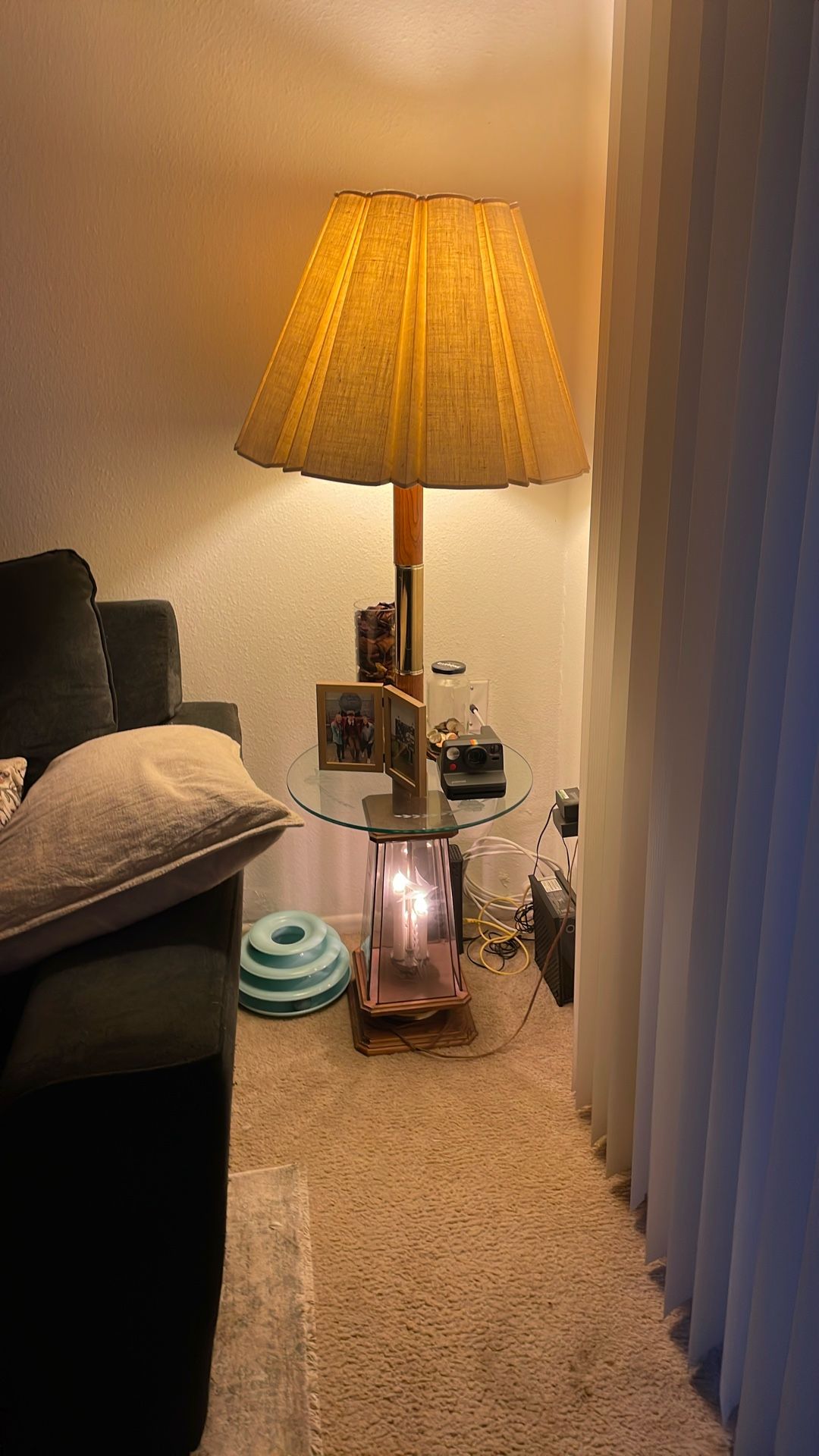 Vintage Lamp With Glass Table