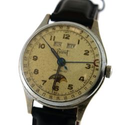 Bovet Incabloc Watches 34mm Moonphase Stainless Still Leather Black Band Jewelry Casual Mens Mechanical 