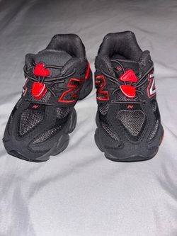 (7 C)New Balance 9060 Black Red Sneakers