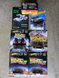 7 Back To The Future Hot Wheels Diecast Cars + Funko Bitty POP Rides + Metal Earth Steel Model Kit (Valencia) $80