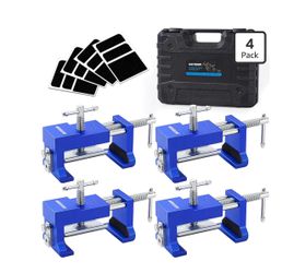 DAYDOOR Professional Cabinet Clamps 4 Pack, Heavy-Duty Cast Steel, Integrated Drill Guide & EVA Protection, Face Frame Alignment Tool For Cabinet Inst