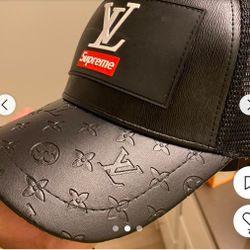 Black & Red Louis Vuitton Supreme Hat