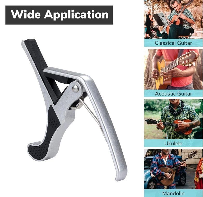 Trigger Guitar Capo for Electric Acoustic guitars (Color Opts: Black/Silver) - Music Equipment - Halloween Sale