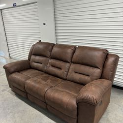Brown leather recliner couch 