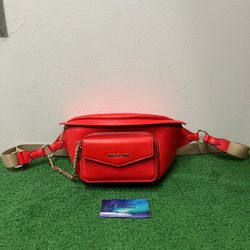Michael Kors Maisie Waist Fanny Pack Crossbody Waist Pack Sling Bag Red