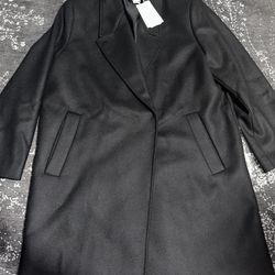 H&M Oversized Wool Blend Coat Women's Medium Black BRAND NEW $319 Retail 