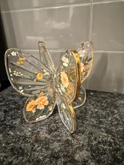B&BWorks Glass Butterfly Candle Holder