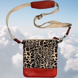 COACH Legacy Ocelot SWING PACK Crossbody 48006 BLACK WHITE/ CARNELIAN RED Purse