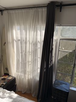 4 CURTAIN PANELS WHITE AND GREY
