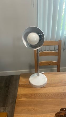 White Desk Lamp with Globe Bulb