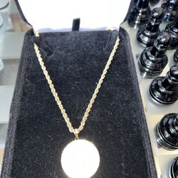 14K Gold Chains And 14k Gold Pendant 