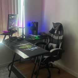 Ergonomic Gaming Chair with Adjustable Backrest and Foot Rest & Homall L-Shaped Gaming Desk 51.2 Inches Corner Office Desk with Removable Monitor Rise