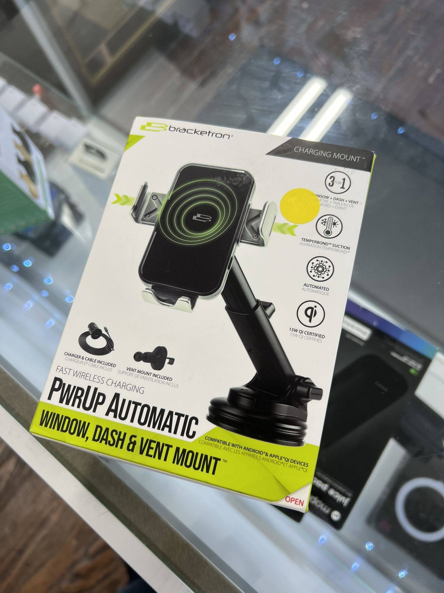 Bracketron PwrUp Auto 15W Qi Fast Wireless Charging Car Mount