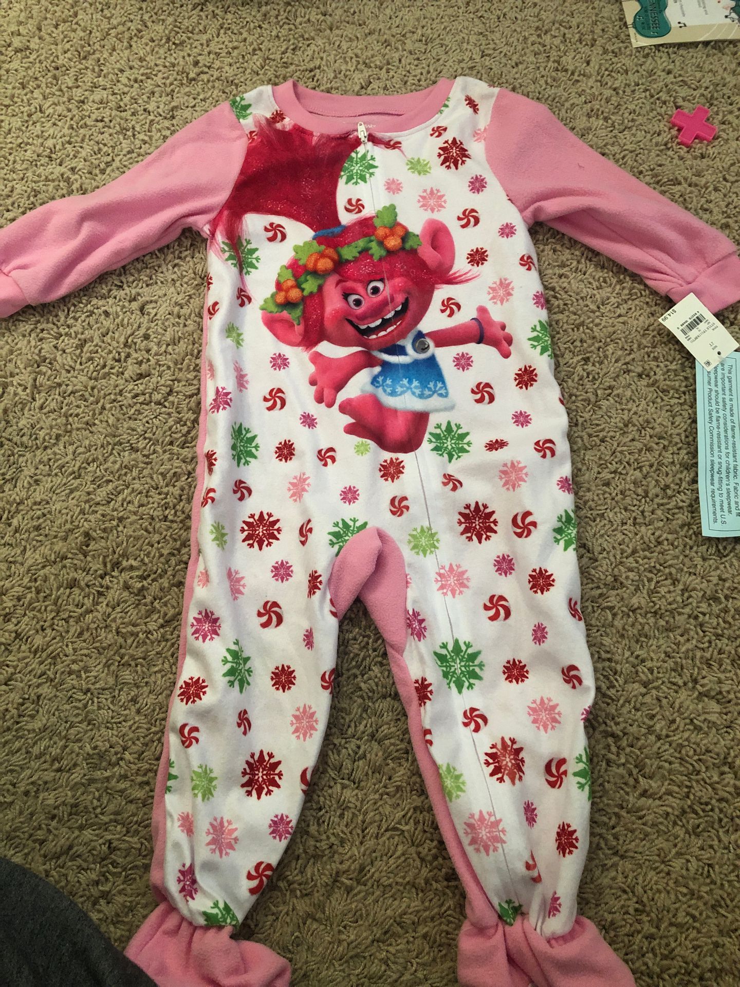 Brand new, Trolls 2T toddler girls fleece zip sleeper pajamas
