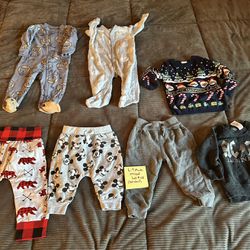 6-9 Month Baby Infant Boys Mixed Bundle of 7 Clothing Items Pjs Pants & More - Winter