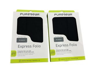 Set Of 2 TCL TAB Folio Wallet Case with Kickstand – Card Slots, Magnetic Cover, Drop Protection (New)