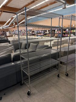 TRINITY 6-Tier Wire Shelving Rack, 48" x 18" x 72" NSF, Includes Wheels