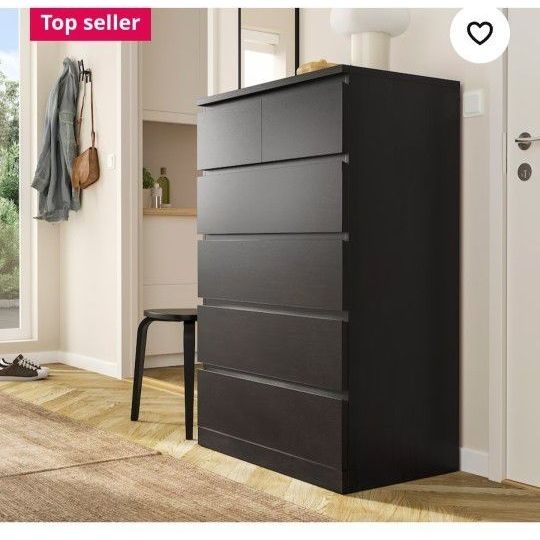 malm black brown dresser MALM 6-drawer dresser, black-brown, 63x30 3/4 " for Sale in Kent, WA