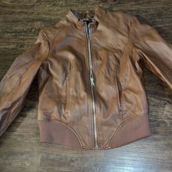 Brown leather jacket size small