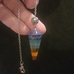Chakra Color Layered Gemstone Pendulum 