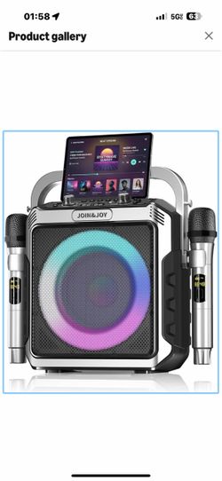 Karaoke Machine with 2 Mics, Portable Bluetooth Speaker, Dark Grey