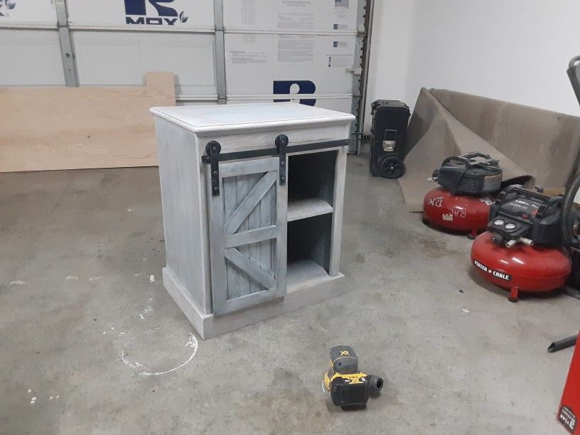 Oak Night Stand Barn Door